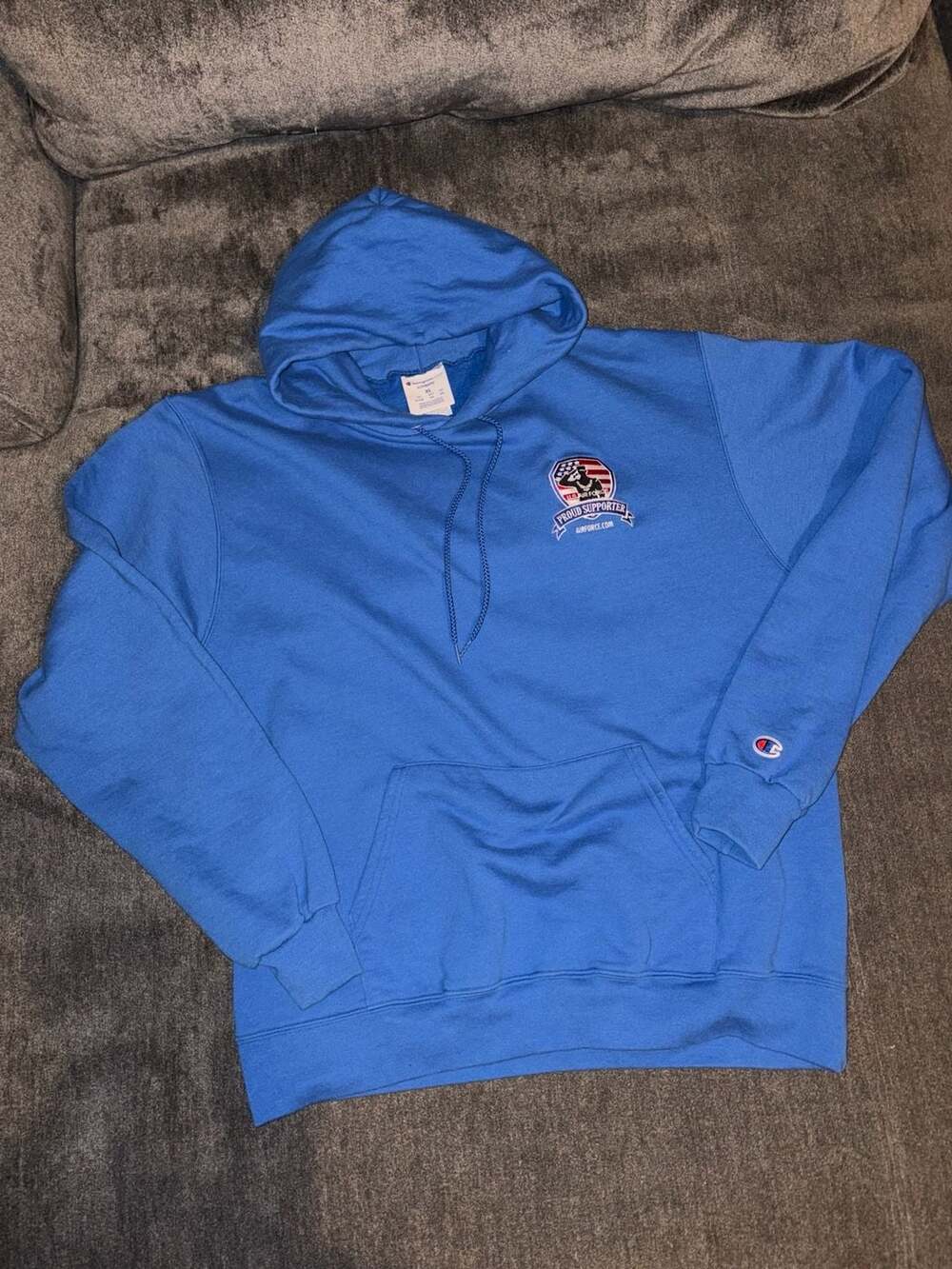 Champion Eco Authentic US Air Force Proud Supporter Hoodie Size XL Blue